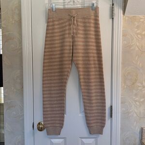 Kavu Cabin Creek Sweater Knit Striped Beige Strip Jogger Pants